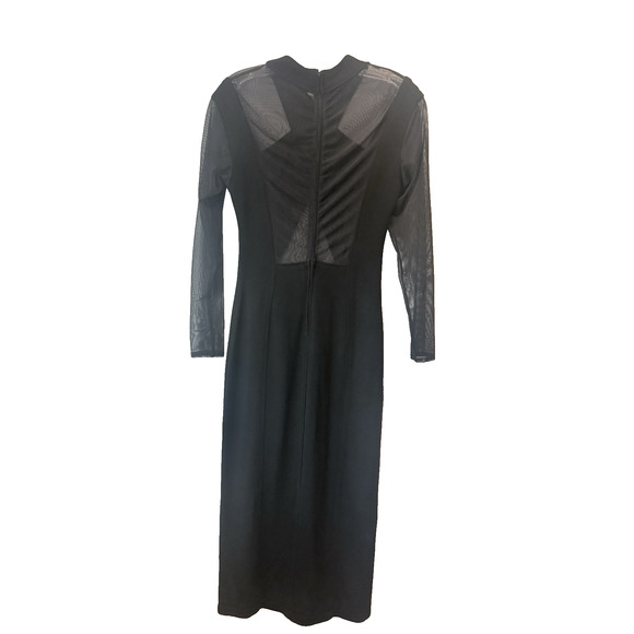 Vintage Caché Y2K Mesh Panel Bodycon Dress with Side Slit – Black, Size S - Picture 3 of 8